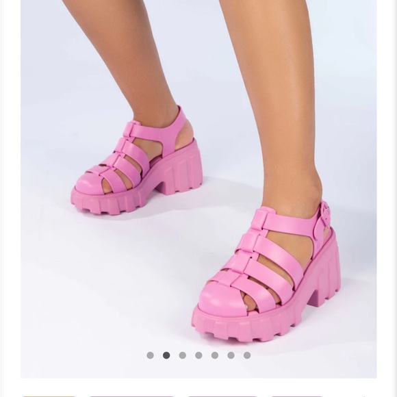 Melissa Megan Pink Platform Sandals with Chunky Sole - Picture 1 of 9
